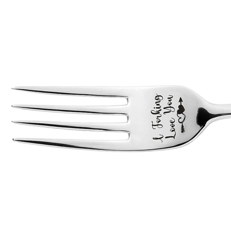 Graviruota šakutė I Forking myliu tave nerūdijančio plieno šakės Tėvo motinos dovanos įkvepiančios juokingos graviruotos šakutės vestuvėms