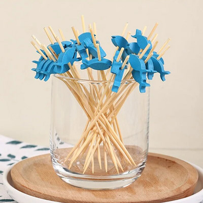 100 tk kala delfiin bambusest puuviljapulgad 12 cm salati suupiste kahvliga kokteili kaunistus kook puhvet hambaorkid pulmapeo sisustustarbed