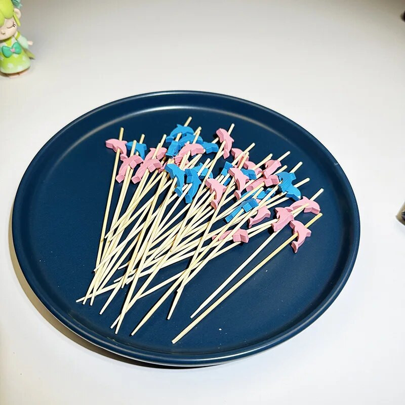 100 tk kala delfiin bambusest puuviljapulgad 12 cm salati suupiste kahvliga kokteili kaunistus kook puhvet hambaorkid pulmapeo sisustustarbed