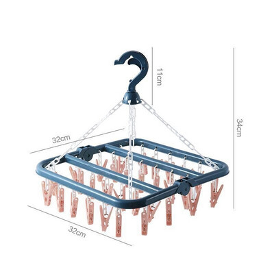 32 klipa Sklopivi stalak za sušenje odjeće Sušilica za odjeću za djecu i odrasle Vjetrootporne čarape Donje rublje Plastični stalak za sušenje odjeće Vješalica za odjeću