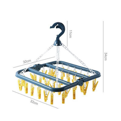 32 klipa Sklopivi stalak za sušenje odjeće Sušilica za odjeću za djecu i odrasle Vjetrootporne čarape Donje rublje Plastični stalak za sušenje odjeće Vješalica za odjeću