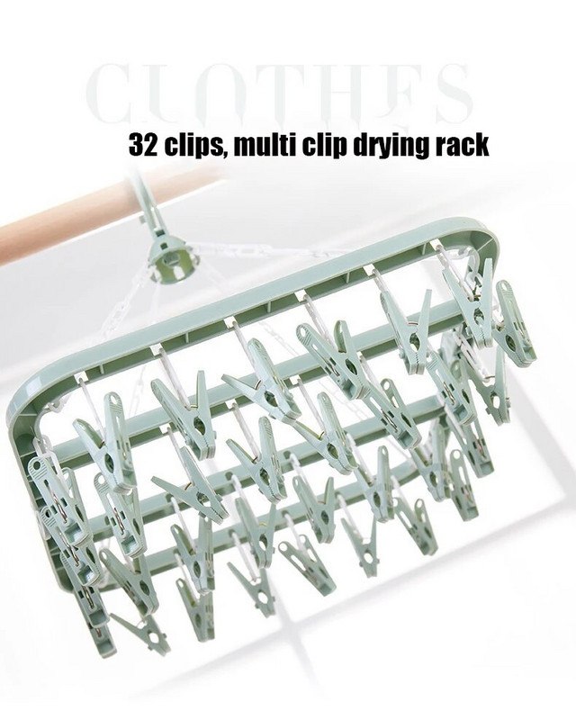 32 klipa Sklopivi stalak za sušenje odjeće Sušilica za odjeću za djecu i odrasle Vjetrootporne čarape Donje rublje Plastični stalak za sušenje odjeće Vješalica za odjeću