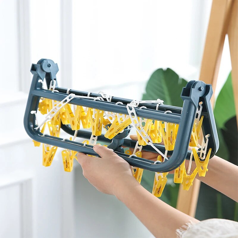32 klipa Sklopivi stalak za sušenje odjeće Sušilica za odjeću za djecu i odrasle Vjetrootporne čarape Donje rublje Plastični stalak za sušenje odjeće Vješalica za odjeću