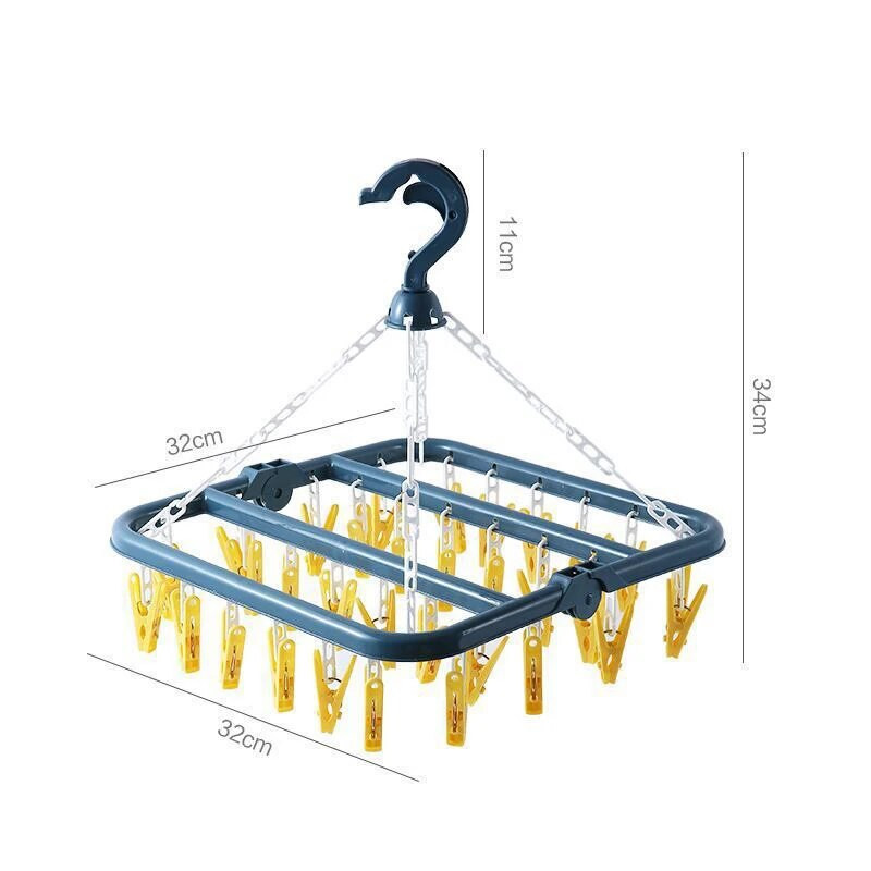 32 klipa Sklopivi stalak za sušenje odjeće Sušilica za odjeću za djecu i odrasle Vjetrootporne čarape Donje rublje Plastični stalak za sušenje odjeće Vješalica za odjeću