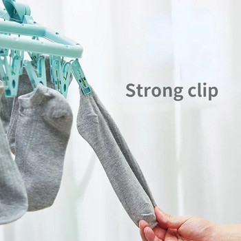 32 щипки Висяща сгъваема закачалка Многофункционални ветроустойчиви чорапи Щипка за бельо Пластмасова стойка за сушилня за дрехи Закачалка за дрехи