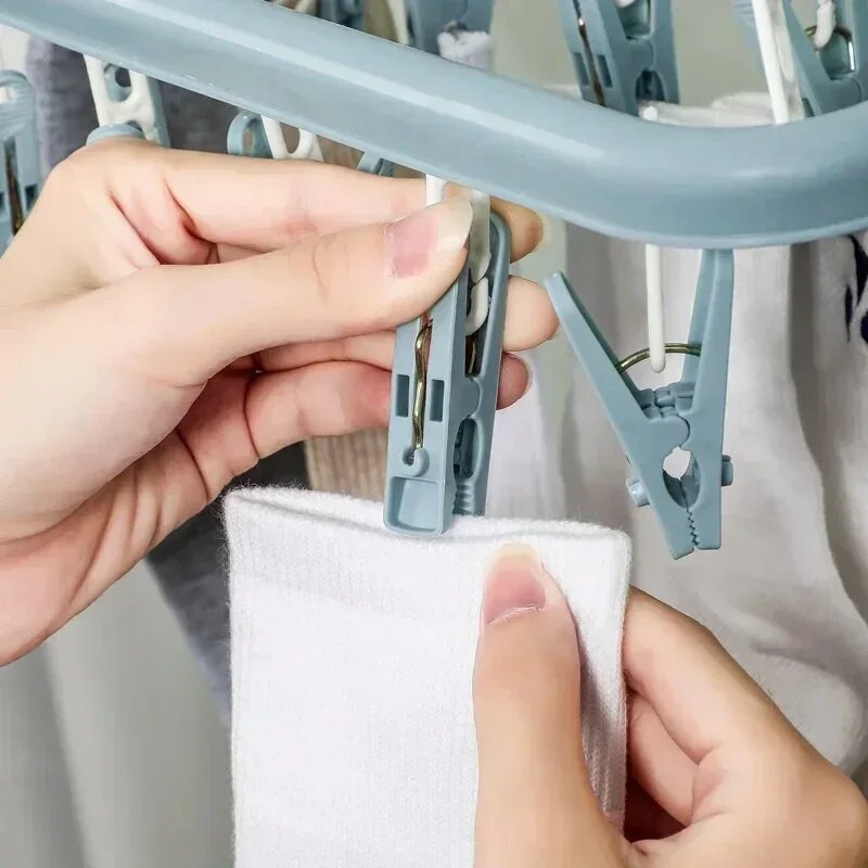 32 csíptetős akasztós összecsukható akasztó Többfunkciós szélálló zokni fehérnemű csíptető műanyag ruhaszárító állvány ruhaakasztó