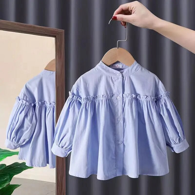 TILAMEHO csipke lány pólók 2022 tavaszi őszi hosszú ujjú gyerek ingek divat hercegnő gombok koreai stílusú gyerek lány felső