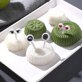 10db Lovely Eye Mint újrahasználható gyümölcsvillák műanyag hordozható biztonsági, nem mérgező gyümölcsvilla gyerekeknek snack torta desszert fogpiszkáló