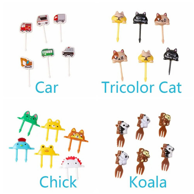 1Bento daržovių indų rinkinys Mieli maži vaikai vaisiai šakutės dantų krapštukai vaikams maisto rinkiniai Animacinių filmų gyvūnas koala vaisių šakutė