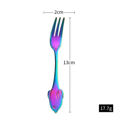 Furculiță cu fructe în formă de delfin din oțel inoxidabil, prăjitură pentru înghețată, desert, cafea, ceai, furculițe colorate pentru copii, oglindă pentru petrecere, veselă de aur