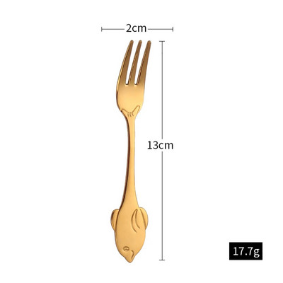 Furculiță cu fructe în formă de delfin din oțel inoxidabil, prăjitură pentru înghețată, desert, cafea, ceai, furculițe colorate pentru copii, oglindă pentru petrecere, veselă de aur