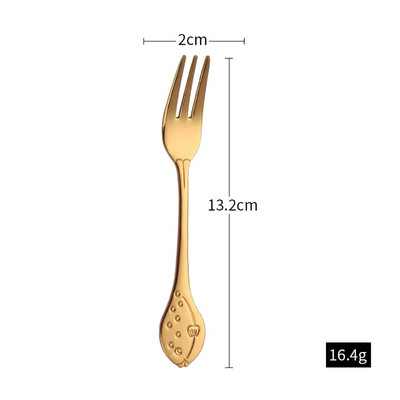 Furculiță cu fructe în formă de delfin din oțel inoxidabil, prăjitură pentru înghețată, desert, cafea, ceai, furculițe colorate pentru copii, oglindă pentru petrecere, veselă de aur