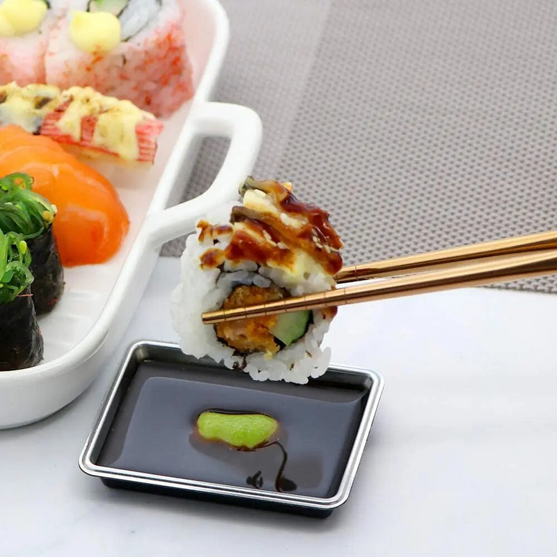 Újrafelhasználható, csúszásmentes sushi pálcika készlet 304 rozsdamentes acél mosogatógépben mosható japán élelmiszer kínai koreai fém pálcika