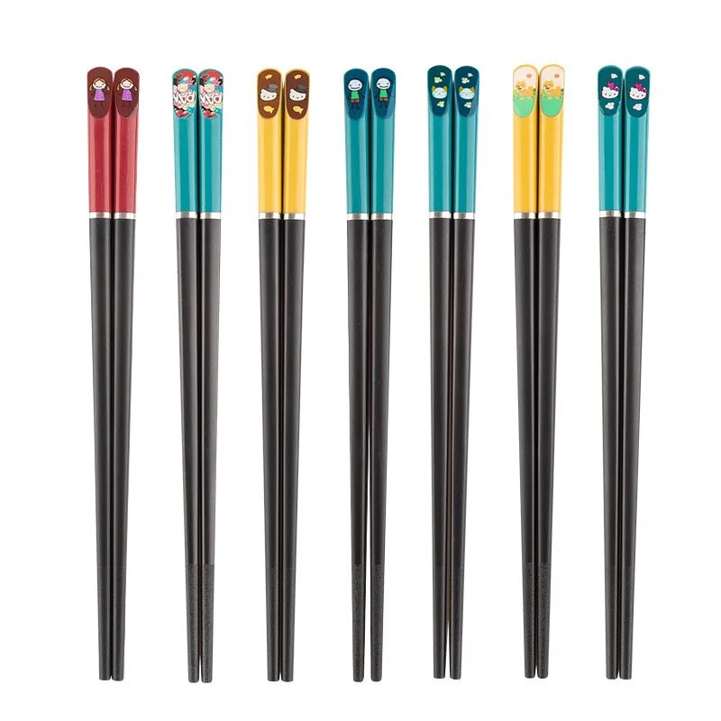 1 pereche de bețișoare de antrenament drăguțe pentru copii, bețișoare de desene animate pentru copii, veselă de iluminare pentru copii, bețișoare antiderapante