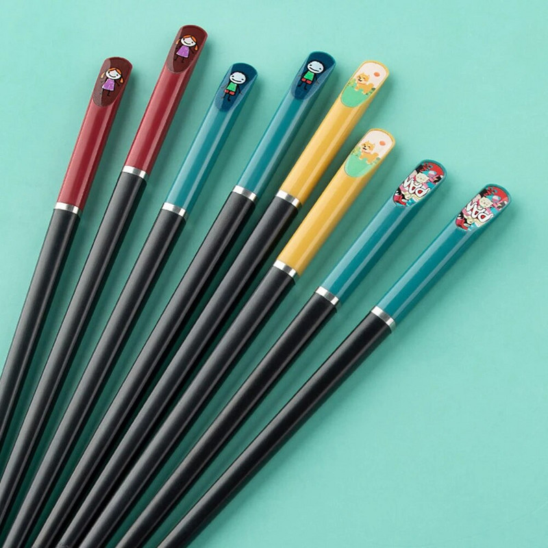 1 pereche de bețișoare de antrenament drăguțe pentru copii, bețișoare de desene animate pentru copii, veselă de iluminare pentru copii, bețișoare antiderapante