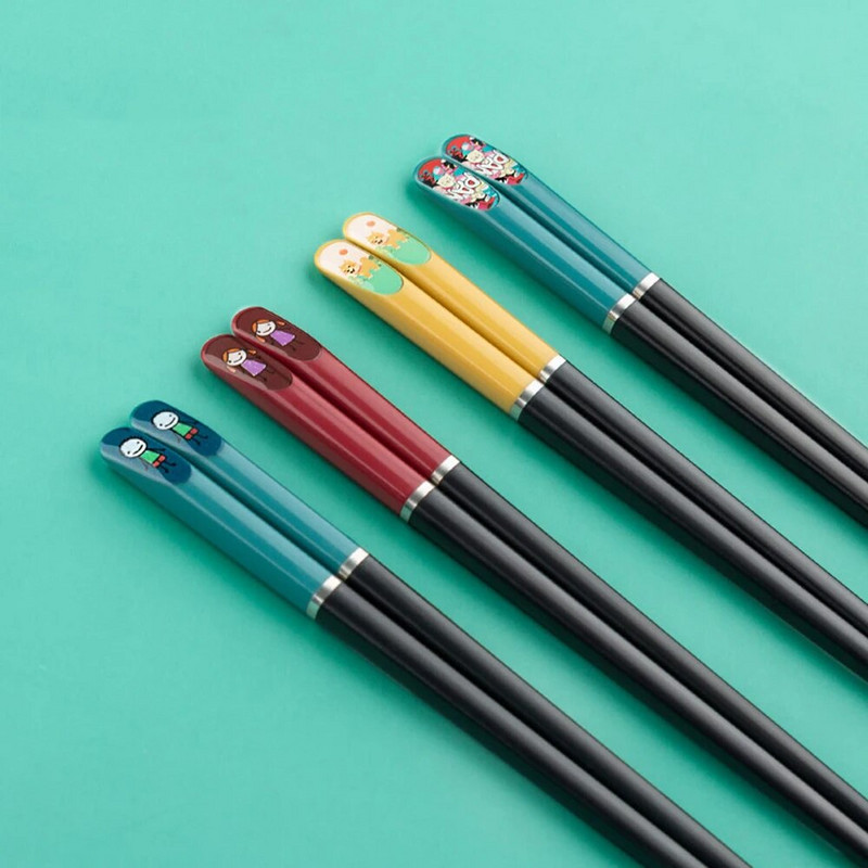 1 pereche de bețișoare de antrenament drăguțe pentru copii, bețișoare de desene animate pentru copii, veselă de iluminare pentru copii, bețișoare antiderapante