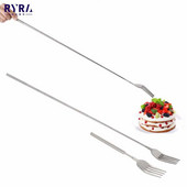 Furculiță telescopică extensibilă din inox pentru cină Desert cu fructe Tacâmuri lungi de argint Furculiță pentru carne pentru grătar Veselă de masă Veselă de bucătărie