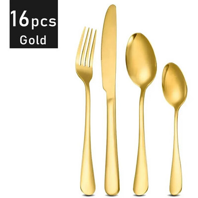 Set pribora za jelo od 16 komada Pribor za odrezak od nehrđajućeg čelika Pribor za jelo Western pribor za jelo Mat Kuhinjski set posuđa koji se može prati u perilici posuđa
