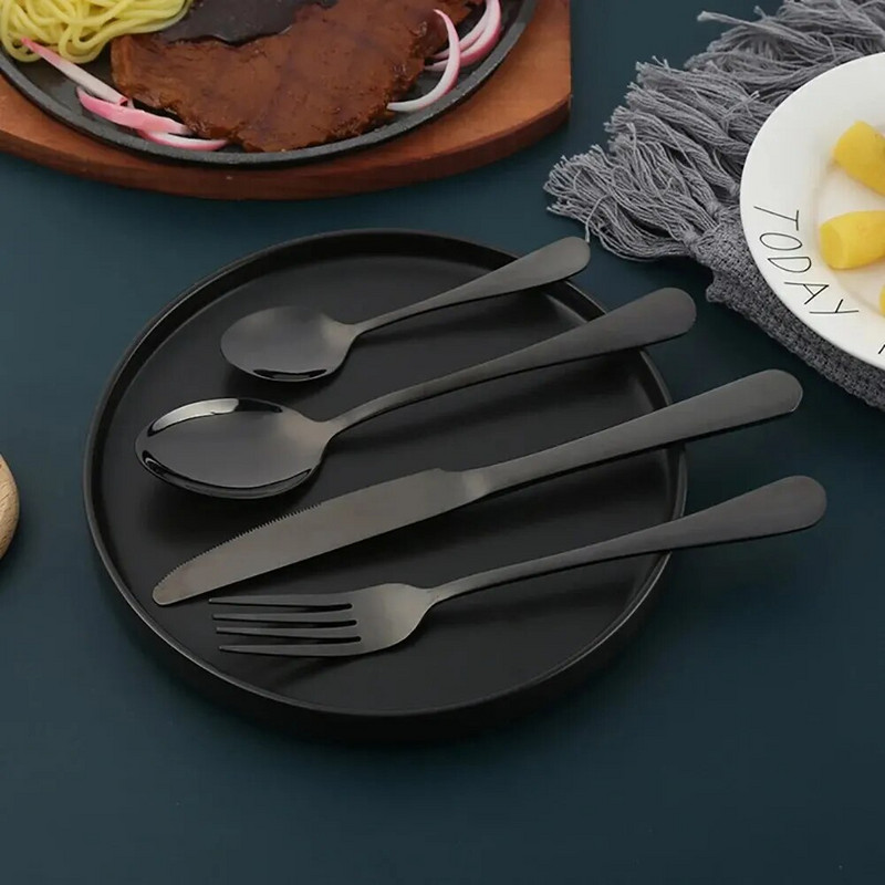 16 vnt. stalo įrankių rinkinys nerūdijančio plieno kepsnių stalo įrankiai Vakarų stalo įrankiai Matiniai indaplovėje saugūs virtuvės stalo reikmenų rinkinys