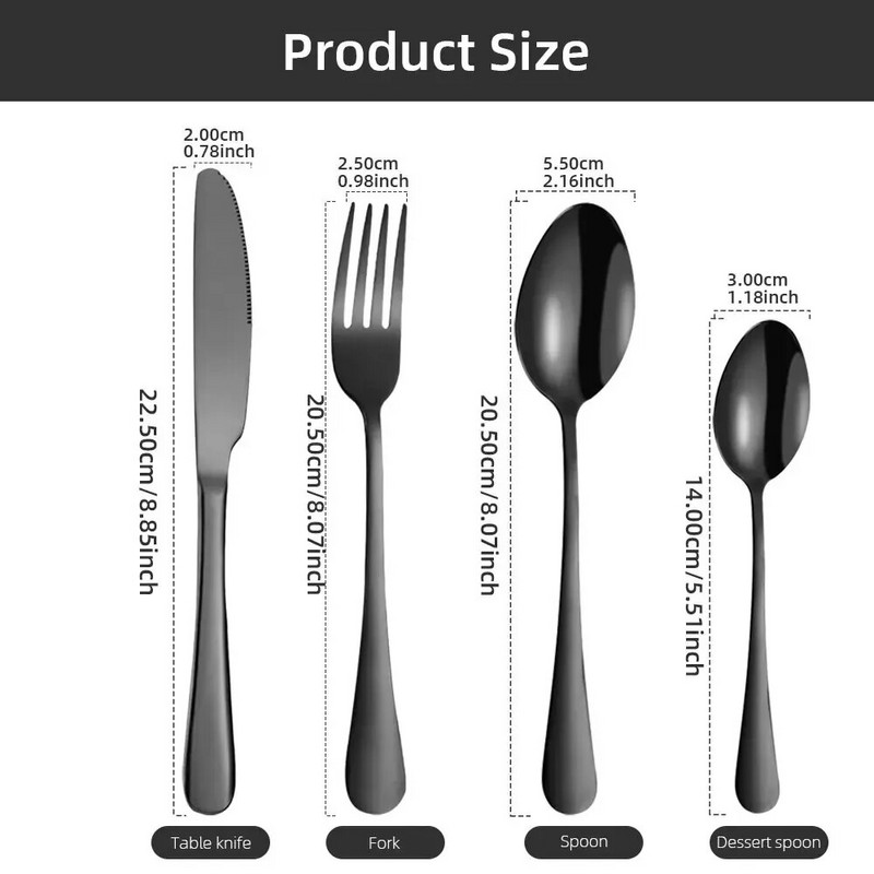 16 vnt. stalo įrankių rinkinys nerūdijančio plieno kepsnių stalo įrankiai Vakarų stalo įrankiai Matiniai indaplovėje saugūs virtuvės stalo reikmenų rinkinys