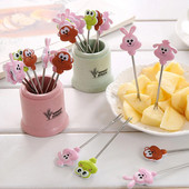 8 bucăți/set găleată din inox cu furculiță pentru fructe, drăguț în formă de animal, furculițe pentru desert, gustări, alegeri, salată, legume, accesorii pentru prânz pentru copii