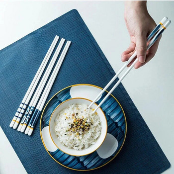 1 чифт бели керамични пръчици за хранене в японски стил Костен порцелан Дълги пръчици за суши пръчици за хранене Подаръци