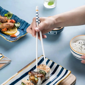 1 чифт бели керамични пръчици за хранене в японски стил Костен порцелан Дълги пръчици за суши пръчици за хранене Подаръци
