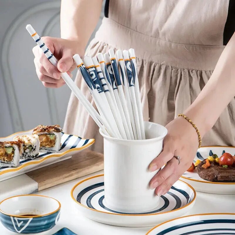 1Pár fehér kerámia japán stílusú pálcika csont porcelán hosszú pálcika sushi pálcika étkészlet Ajándékok