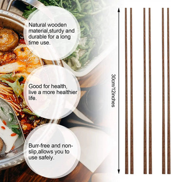 1 чифта дълги дървени пръчици за готвене Пръчици за хранене Допълнителни пръчици за хранене с юфка Пръчици за хранене с гореща тенджера Пръчици за хранене в китайски стил
