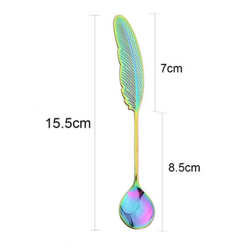 Лъжици с пера Чаени лъжици от неръждаема стомана Творческа лъжица за кафе за сладолед Десертна лъжица Декорация на сервизи Прибори за хранене Подаръци