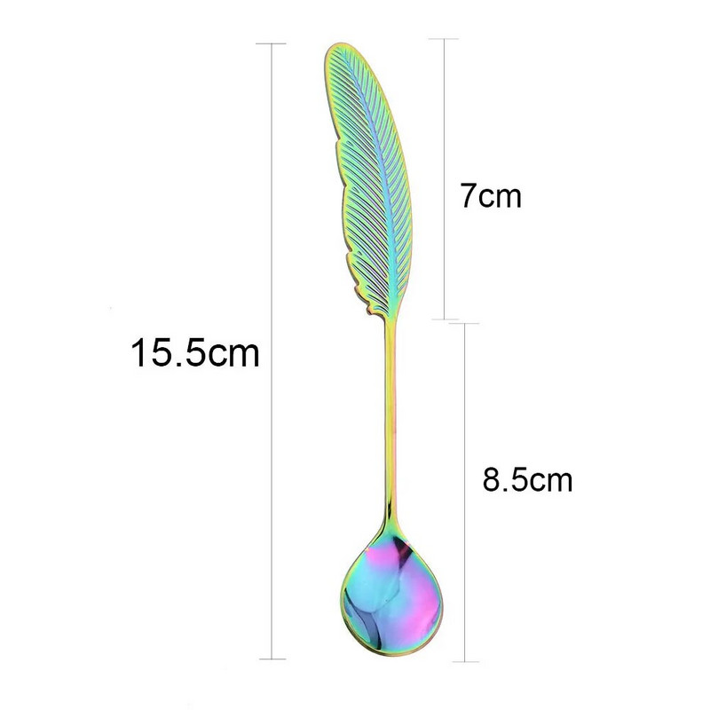 Linguri cu pene Linguri de ceai din otel inoxidabil Lingura creativa de cafea pentru inghetata Scoop pentru desert Veselă de decorare Tacâmuri Cadouri