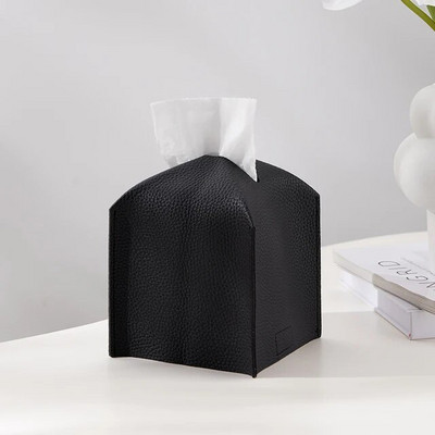 Rafinuotas modernus PU odinis kvadratinių audinių dėžutės laikiklis-dekoratyvinis laikiklis/tvarkyklė, skirta kosmetiniam stalviršiui, naktiniams stovams, biuro stalui