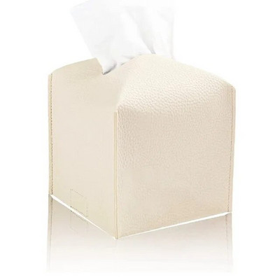 Rafinuotas modernus PU odinis kvadratinių audinių dėžutės laikiklis-dekoratyvinis laikiklis/tvarkyklė, skirta kosmetiniam stalviršiui, naktiniams stovams, biuro stalui