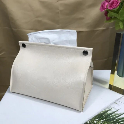 Rafinuotas modernus PU odinis kvadratinių audinių dėžutės laikiklis-dekoratyvinis laikiklis/tvarkyklė, skirta kosmetiniam stalviršiui, naktiniams stovams, biuro stalui