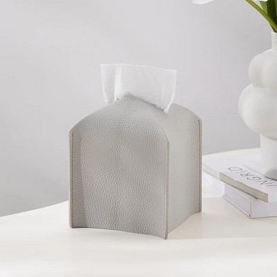 Rafinuotas modernus PU odinis kvadratinių audinių dėžutės laikiklis-dekoratyvinis laikiklis/tvarkyklė, skirta kosmetiniam stalviršiui, naktiniams stovams, biuro stalui