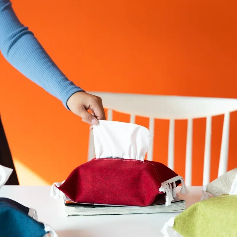 Didmeninė prekyba vienspalvių audinių dėžutės audinių skalbinių dangteliais namų automobiliui, viešbutis medvilninis ir lininis audinių maišelis Caja De Pañuelos Vintage