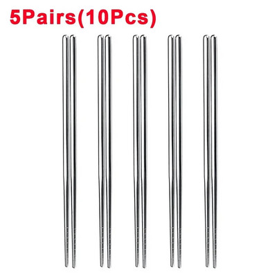 10/2 db rozsdamentes acél pálcika Újrafelhasználható csúszásmentes kínai pálcika Sushi ételpálcika háztartási konyhai étkészletekhez