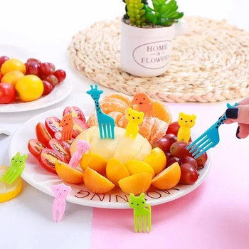 10/20 τμχ Animal Mini Cartoon Πιρούνια Χαριτωμένα σνακ με φρούτα Κέικ πιρούνι Κουτί μεσημεριανού γεύματος Bento Αξεσουάρ Διακόσμηση φαγητού Επιλογές τροφίμων για παιδιά