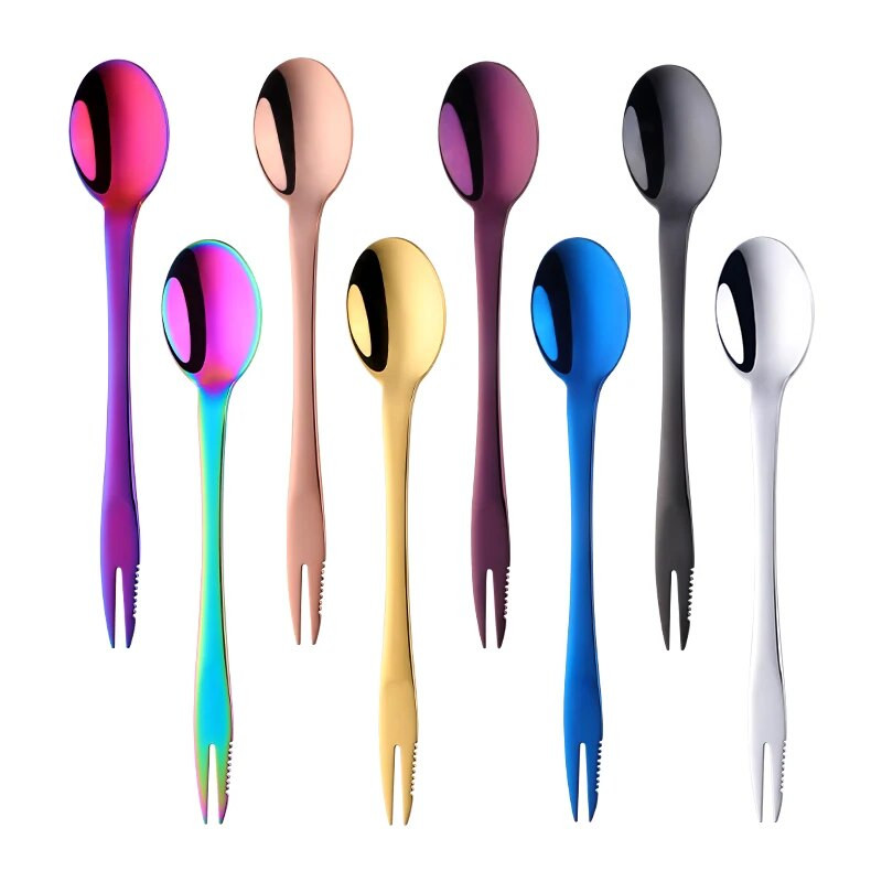 Kūrybinis 3 viename nerūdijančio plieno vakarienės šaukštas šakutė peilis desertinė sriuba Maišymas šaukštas makaronai salotos užkandžiai vaisiai šakutės virtuvės indai