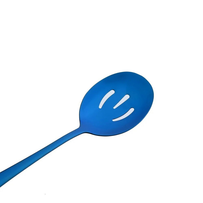 7 vnt nerūdijančio plieno mėlynos spalvos vakarienės rinkinys sriubos šaukštas kiaurasamtis šaukštas servizas šaukštas salotos šakutė pyragas mentele virtuvės namų stalo reikmenys