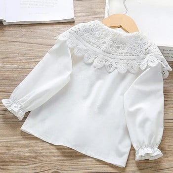 Μπλούζες New Spring Toddler Παιδικά κορίτσια Λευκό πουκάμισο μακρυμάνικο βαμβακερό δαντέλα Παιδικά μπλουζάκια για κορίτσια Μπλούζα παιδικά ρούχα