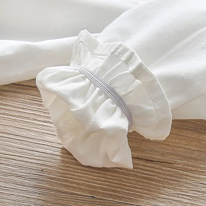 Palaidinės Nauja pavasario mažiems vaikams mergaitėms balti marškiniai ilgomis rankovėmis medvilniniai nėriniai Vaikiški mergaičių viršutiniai drabužiai Palaidinė Vaikiški drabužiai