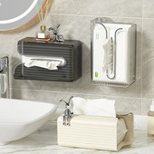 Ușor de reumplere cutie de șervețele Suport de șervețele montat pe perete Capacitate cutie de șervețele transparente montată pe perete multifuncțional pentru baie