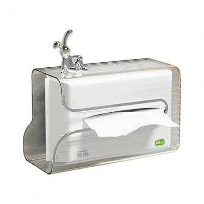 Ușor de reumplere cutie de șervețele Suport de șervețele montat pe perete Capacitate cutie de șervețele transparente montată pe perete multifuncțional pentru baie