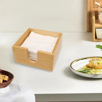 Μπαμπού Tissue Box Ξύλινη θήκη χαρτοπετσέτας Ρουστίκ Μπαμπού Πάγκος για χαρτομάντηλο βαρέως τύπου Ξύλινο Dinner Dinner Papkin Dispenser for Dining