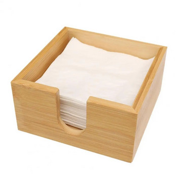 Бамбукова кутия за салфетки Дървена поставка за салфетки Рустик бамбуков плот Поставка за кърпички Тежкотоварен дървен диспенсър за салфетки за хранене