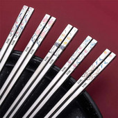 Bețișoare lungi antiderapante din oțel inoxidabil de 27 cm, veselă de uz casnic rezistentă la mucegai, macara bujor, design trandafir, gravură cu laser