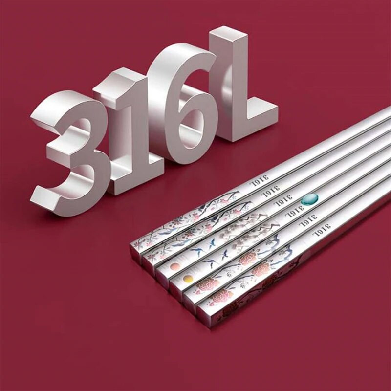 Bețișoare lungi antiderapante din oțel inoxidabil de 27 cm, veselă de uz casnic rezistentă la mucegai, macara bujor, design trandafir, gravură cu laser