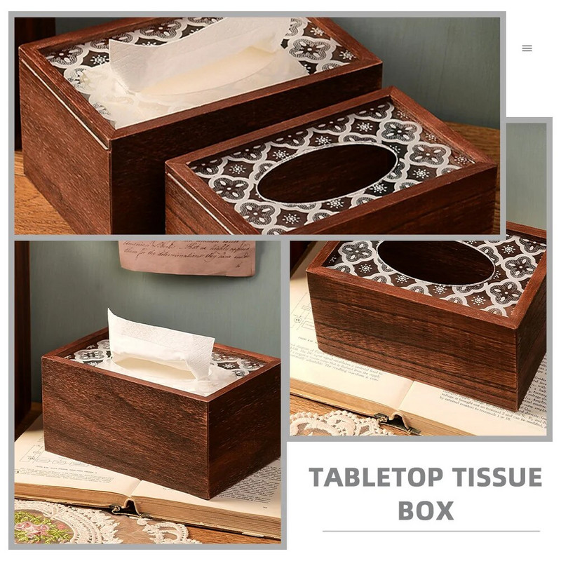 Ξύλινη θήκη χαρτοπετσέτας Επιτραπέζια χαρτοπετσέτα Organizer Tissue Box Ρουστίκ Ξύλινο Διανομέας Tissue