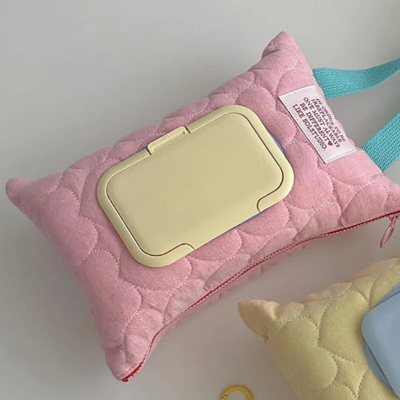 1db Macaron Color hordozható törlőkendőtartó tok pamut baba nedves törlőkendő tok Újrafelhasználható újratölthető kozmetikai tasak Hasznos papírzsebkendő